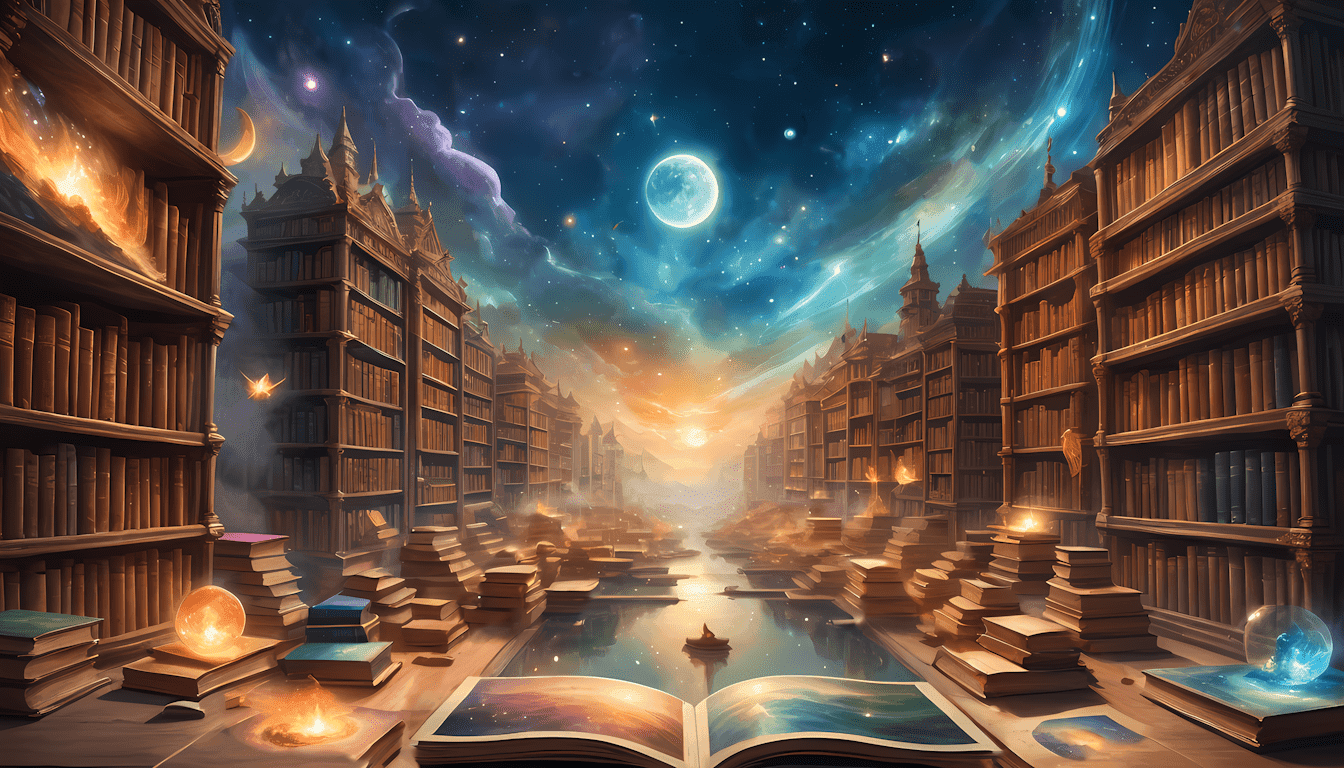 Library with multiple books